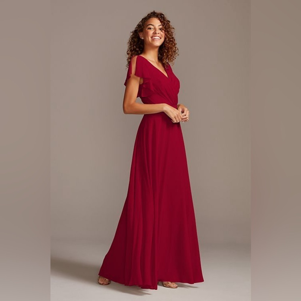 Morilee Women's Plus Size 22 Bridesmaid Dress 21667 Claret Red Short Flutter Slv